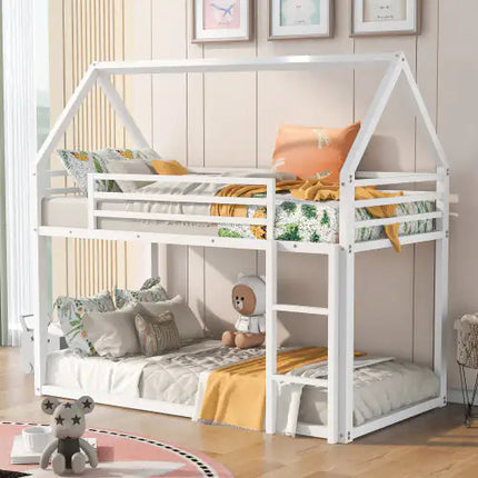 Twin Bunk Bed With Built-in Ladder