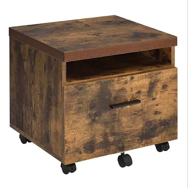 Weathered Oak Black 1-drawer File Cabinet