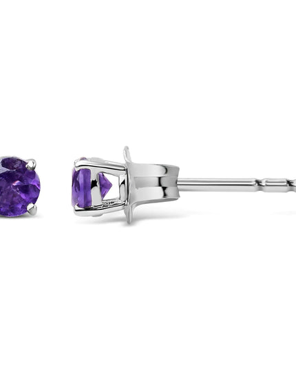 .925 Sterling Silver 3.5 MM Created Birthstone Solitaire Stud Earrings - Choice of Gemstone