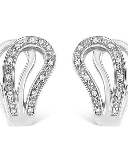 .925 Sterling Silver Pave-Set Diamond Accent Horseshoe Hoop Earring (I-J Color, I1-I2 Clarity)
