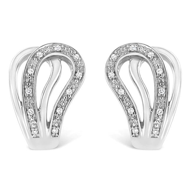 .925 Sterling Silver Pave-Set Diamond Accent Horseshoe Hoop Earring (I-J Color, I1-I2 Clarity)