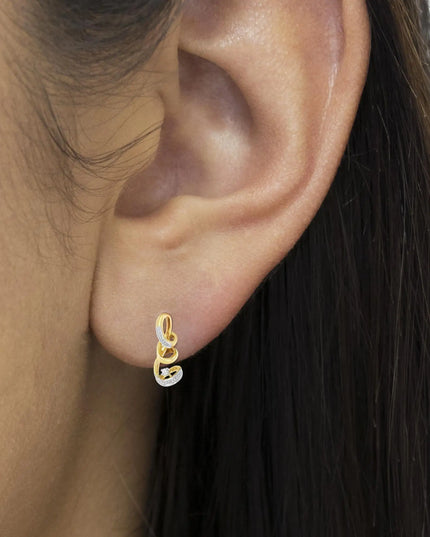Espira 10K Two Tone Gold Round cut Diamond Earring (0.05 cttw, J-K Color, I2-I3 Clarity)