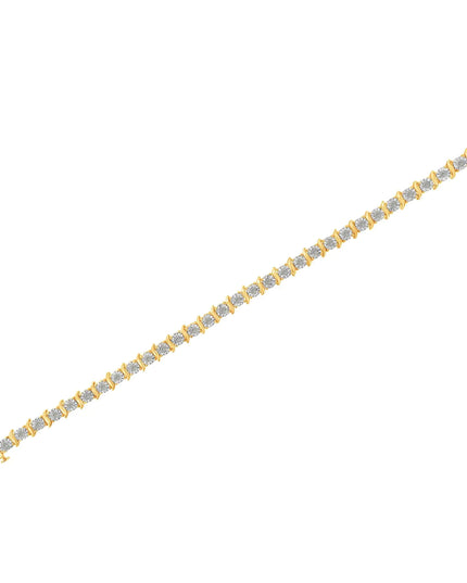 .925 Sterling Silver 1.0 Cttw Diamond S-Curve Link Miracle-Set Tennis Bracelet (I-J Color, I3 Clarity)