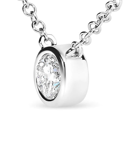 Sterling Silver Bezel-Set Diamond Solitaire Pendant Necklace (1/3 cttw, H-I Color, I1-I2 Clarity)