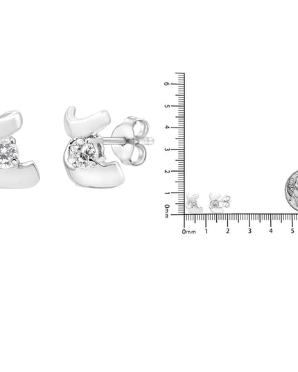 .925 Sterling Silver Round Cut Diamond Fashion Earrings (0.10 cttw, I-J Color, I2-I3 Clarity)