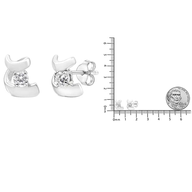.925 Sterling Silver Round Cut Diamond Fashion Earrings (0.10 cttw, I-J Color, I2-I3 Clarity)