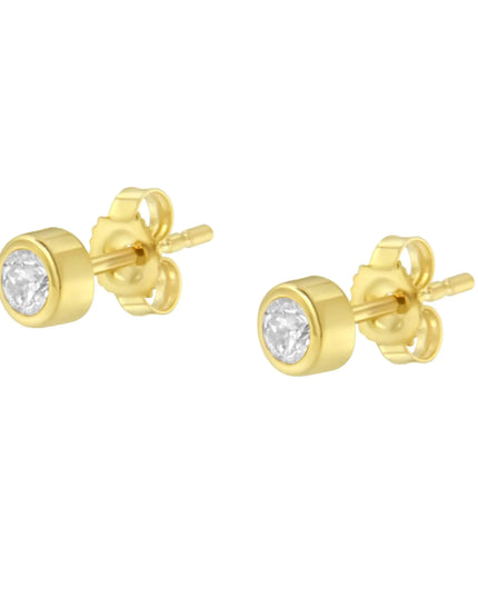 10K Gold 1/5 Cttw Round Brilliant-Cut Near Colorless Diamond Bezel-Set Stud Earrings (H-I Color, I1-I2 Clarity)