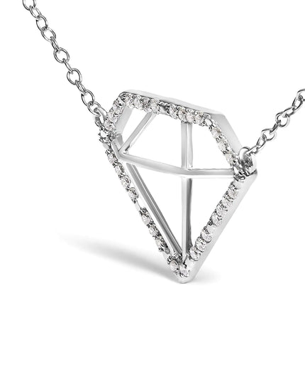 .925 Sterling Silver 1/7 Cttw Lab Grown Diamond Diamond Shaped Pendant Necklace - Size 18 Inches