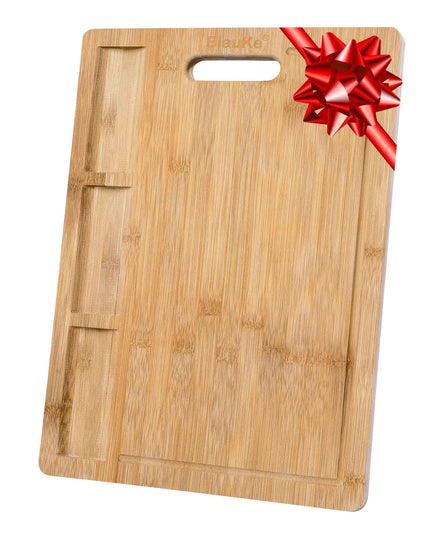 XL Bamboo Cutting Board - 17x12.5 Inch Wood Tray For Meat, Cheese, Veggies - Juice Groove, 3
