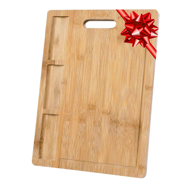XL Bamboo Cutting Board - 17x12.5 Inch Wood Tray For Meat, Cheese, Veggies - Juice Groove, 3