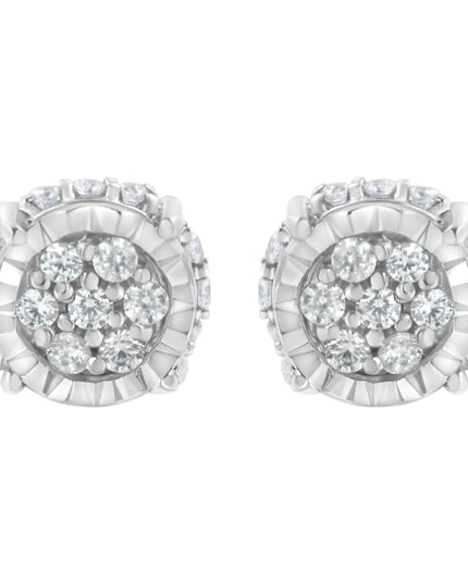 .925 Sterling Silver 1/3 cttw Round-cut Diamond Floral Stud Earring (I-J Clarity, I3 Color)
