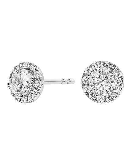 14K White Gold 1/2 Cttw Lab-Grown Diamond Halo Stud Earring (F-G Color, VS1-VS2 Clarity)