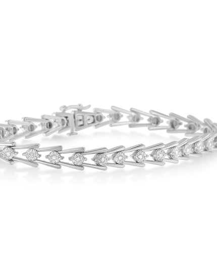 Sterling Silver Diamond Wave-Style Link Bracelet (0.5 cttw, I-J Color, I3 Clarity)