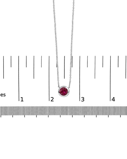.925 Sterling Silver 7MM Bezel Set Created Purple Amethyst Pendant Necklace - 18" Inches