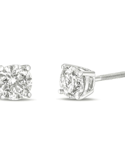 14K Gold 1.0 Carat Round Brilliant Cut Lab Grown Diamond 4-Prong Classic Solitaire Stud Earrings