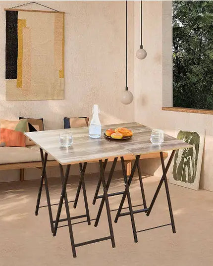 5-Piece Foldable TV Tray Table Set – Snack, End & Side Tables with Storage Rack for Living Room or Bedroom