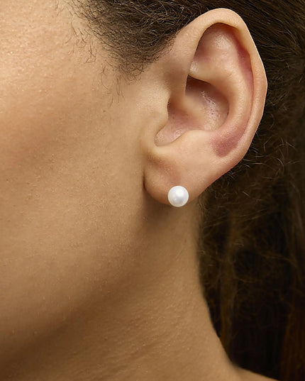 14K Gold Cultured Freshwater Pearl Solitaire Stud Earrings
