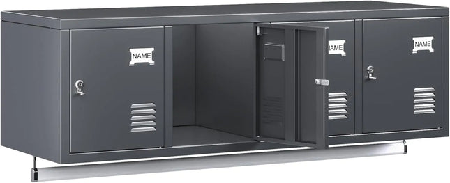 Wall-mounted Metal Storage Lockers, 4 Doors, Dark Grey