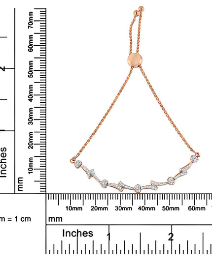 .925 Sterling Silver Diamond Accent Heart and Wave Link Bolo Bracelet (I-J Color, I2-I3 Clarity) - 6" to 9" Adjustable