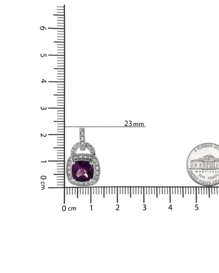 .925 Sterling Silver 8MM Natural Cushion Shaped Amethyst and Diamond Accent Halo with Push Back Dangle Earrings (I-J Color, I2-I3 Clarity)