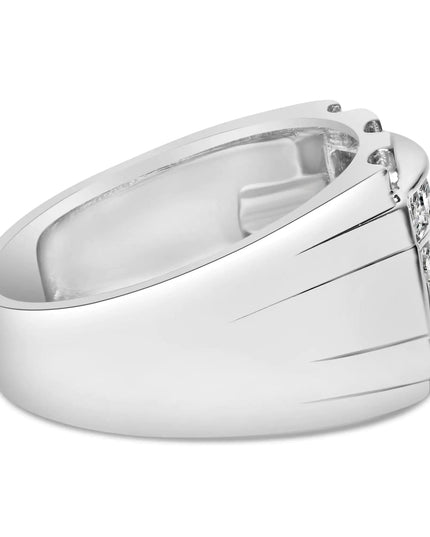 .925 Sterling Silver 1/4 Cttw Diamond Three Row Channel Band Ring (I-J Color, I3 Clarity) - Size 10