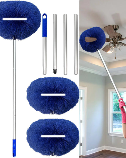 Ceiling Fan Cleaner with 57" Extendable Handle – Reusable Microfiber Duster with 2 Dusting Heads for Fans, Furniture, Doors & Windows