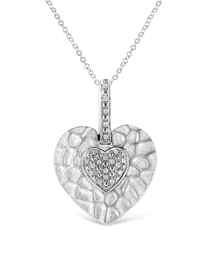 .925 Sterling Silver Pave-Set Diamond Accent Heart Shape 18" Pendant Necklace (I-J Color, I1-I2 Clarity)