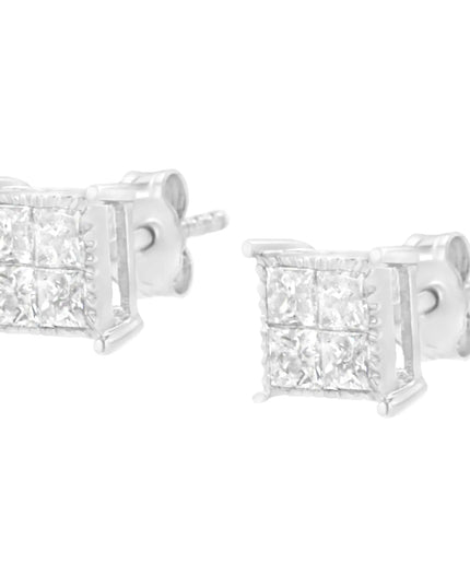 Sterling Silver 3/4 cttw Composite Diamond Stud Earrings (I-J, I2-I3)