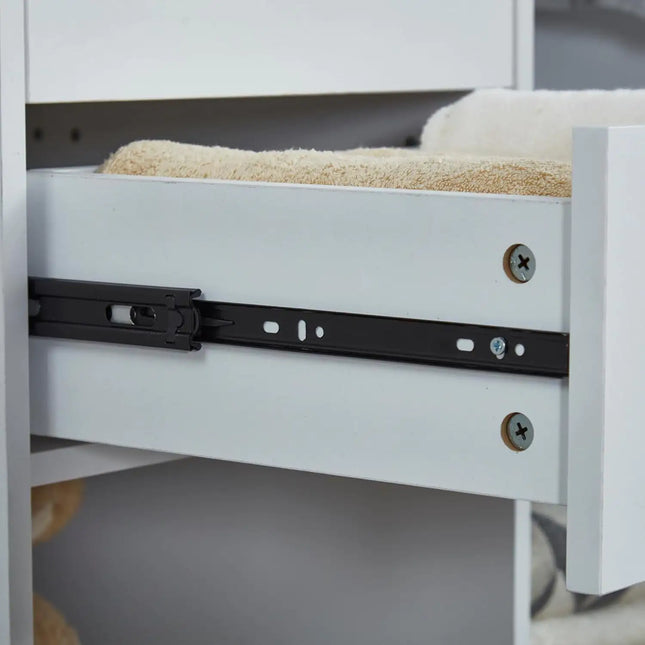 Wood Closet System With Drawers, Rods, Shelves Gray