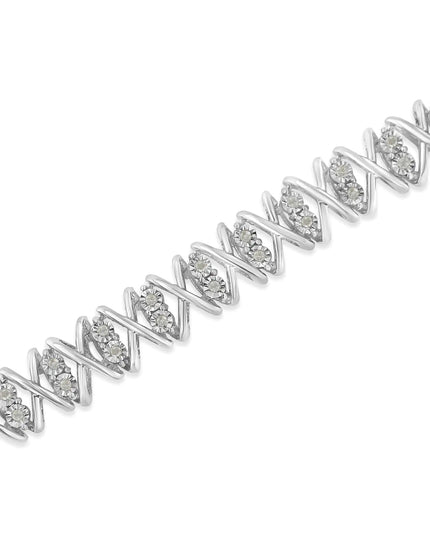 Sterling Silver rose-cut Diamond X-Link Bracelet (1 cttw, I-J Color, I2-I3 Clarity)