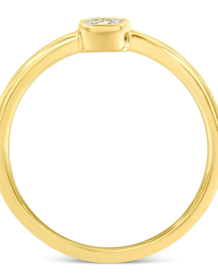 14K Yellow Gold Plated .925 Sterling Silver 1/20 Carat Diamond Square Cushion-Shaped Miracle Set Petite Fashion Promise Ring (J-K Color, I1-I2 Clarity)