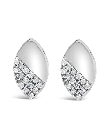 925 Sterling Silver 1/6 Cttw Diamond and Mirror Polish Pear Shape Stud Earrings (I-J Color, I2-I3 Clarity)
