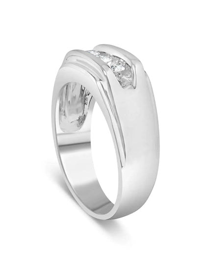Men's .925 Sterling Silver 1/3 Cttw Diamond Channel Set 3 Stone Ring Band (I-J Color, I3 Clarity)