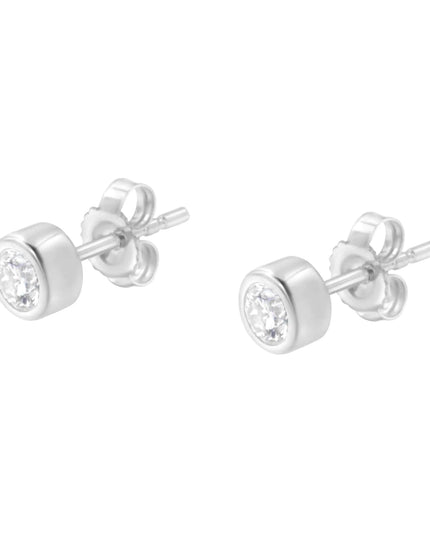 10K Gold 0.30 Cttw Round Brilliant-Cut Near Colorless Diamond Bezel-Set Stud Earrings (H-I Color, I1-I2 Clarity)