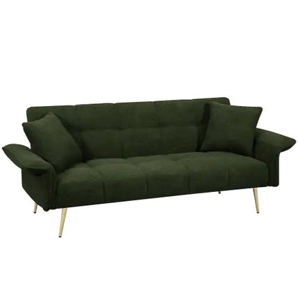 70.1" Convertible Futon Sofa Bed, Folding Armrests, Living Room, Small Spaces