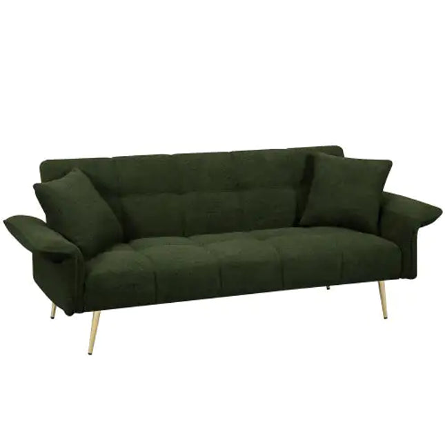 70.1" Convertible Futon Sofa Bed, Folding Armrests, Living Room, Small Spaces