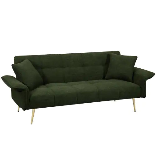 Futon Sofa Bed, Convertible Double Sofa Bed With Folding Armrests For Living Rooms And Small Spaces