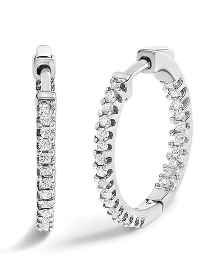 .925 Sterling Silver 1/2 Cttw Princess Diamond Inside Out Hoop Earrings (G-H Color, VS2-SI1 Clarity)