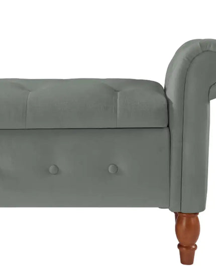 Velvet Multifunctional Storage Rectangular Sofa Stool - Grey