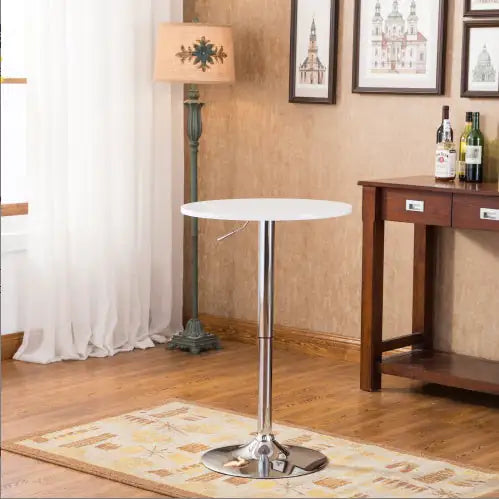 Adjustable Wood And Metal Bar Table In White