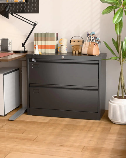 Aobabo Metal 2-drawer Lateral File Cabinet, 34.5" Wide, Letter/legal Size, Black, Assembly Required