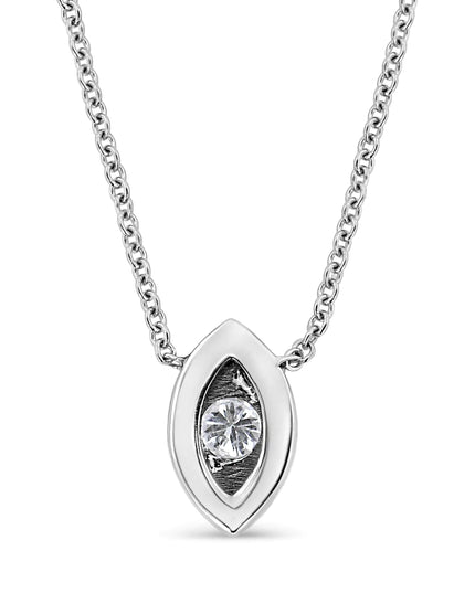 10K White Gold 1/10 Cttw Miracle Set Round-Cut Diamond 18" Pendant Necklace - Choice of Shape