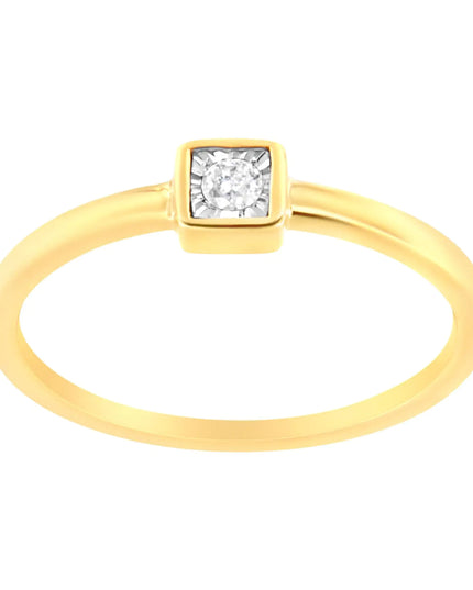 14K Yellow Gold Plated .925 Sterling Silver 1/20 cttw Miracle Set Diamond Promise Ring (J-K Color, I1-I2 Clarity)