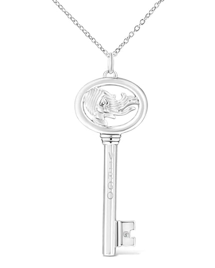.925 Sterling Silver Diamond Accent Zodiac Key 18" Pendant Necklace (K-L Color, I1-I2 Clarity)
