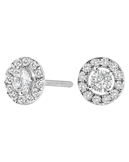 14K White Gold 3/4 Cttw Lab-Grown Diamond Floating Halo Stud Earring (F-G Color, VS1-VS2 Clarity)