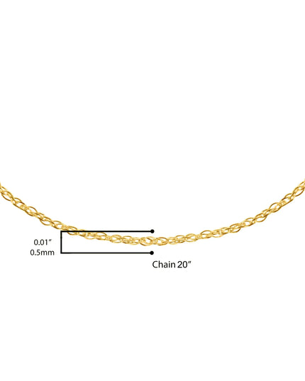 10K Gold 0.5 mm Slender & Dainty Fine Rope Chain Necklace
