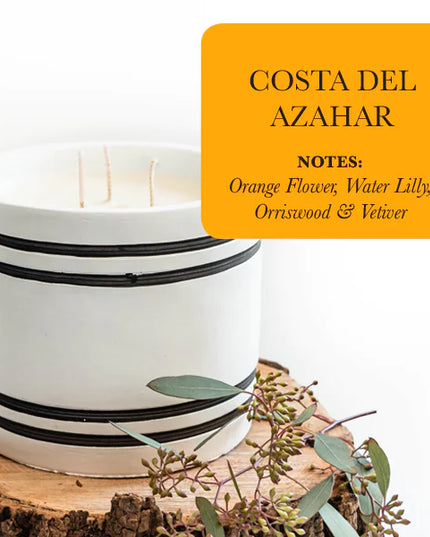 Luxury Large Striped Stone Designer Candle - Costa Del Ahazar