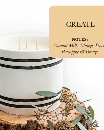 Luxury Large Striped Stone Designer Candle - Create
