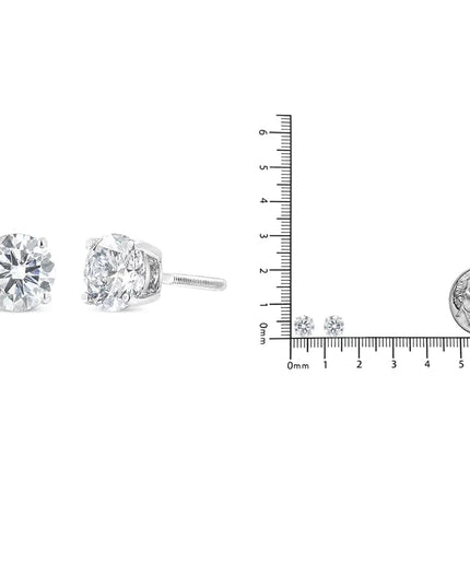 .925 Sterling Silver Round Brilliant Cut Lab Grown Diamond 4-Prong Classic Solitaire Stud Earrings