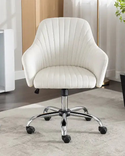 Modern Velvet Accent Chair, Adjustable Height & Casters